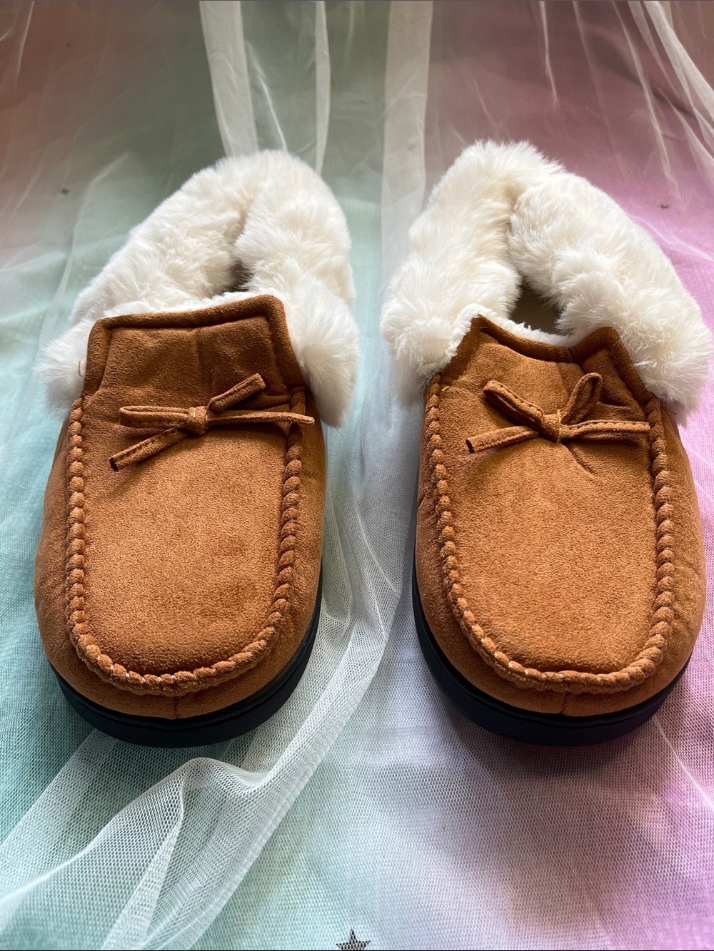 Cozy Faux-Shearling Slippers - Chestnut